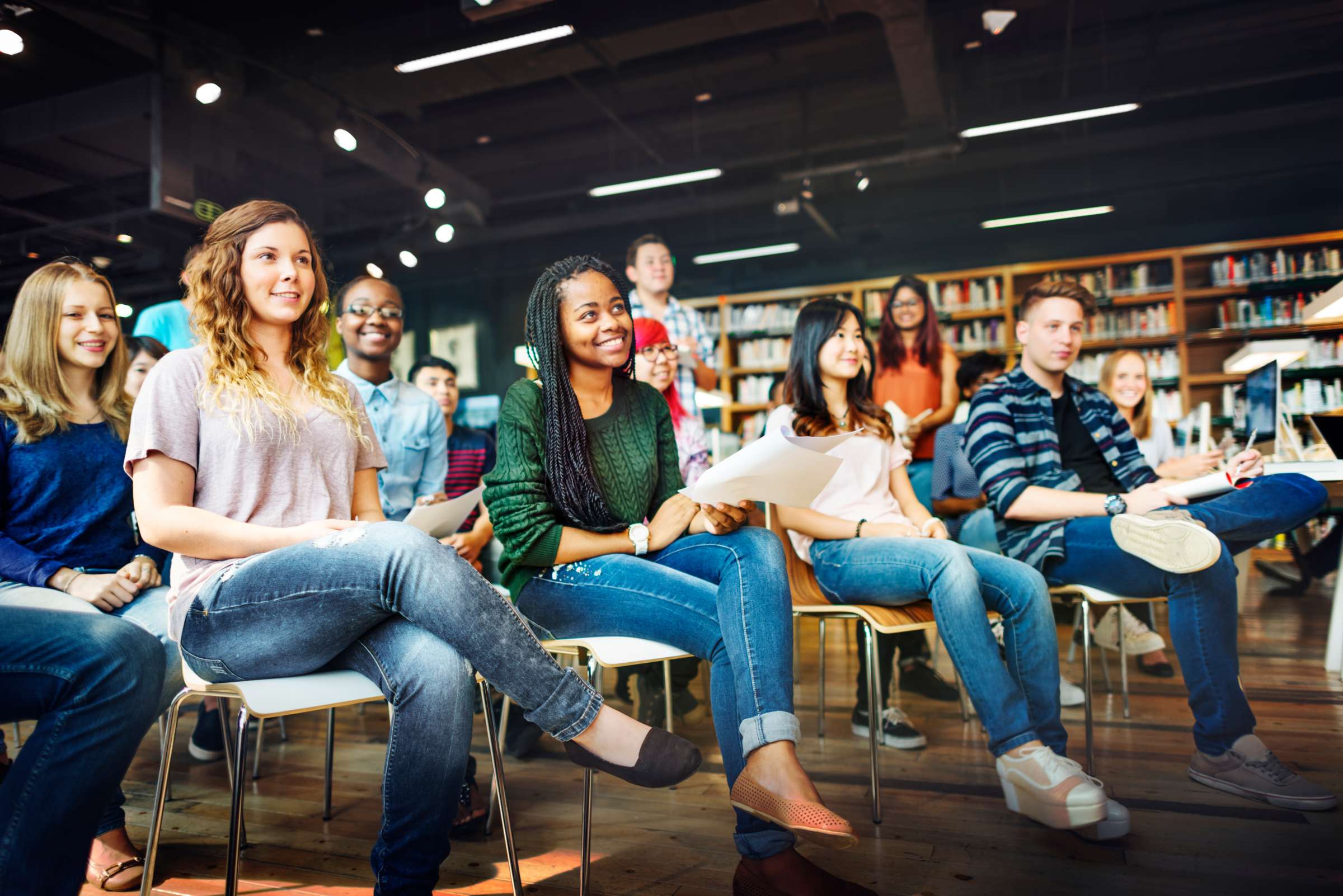 Students listening to speaker